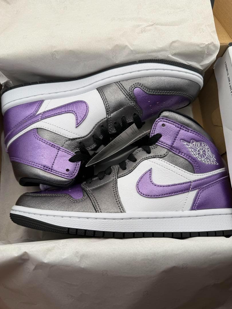 NIKE エアジョーダン1 MID SE 白紫 24.5