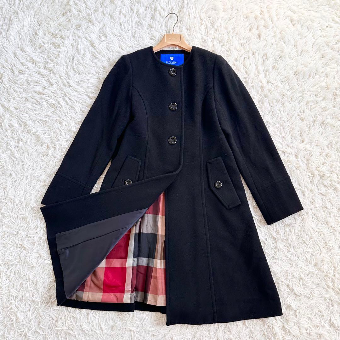 【着用1回】ブルーレーベルクレストブリッジ　ラムブレンドビーバーロングコート38