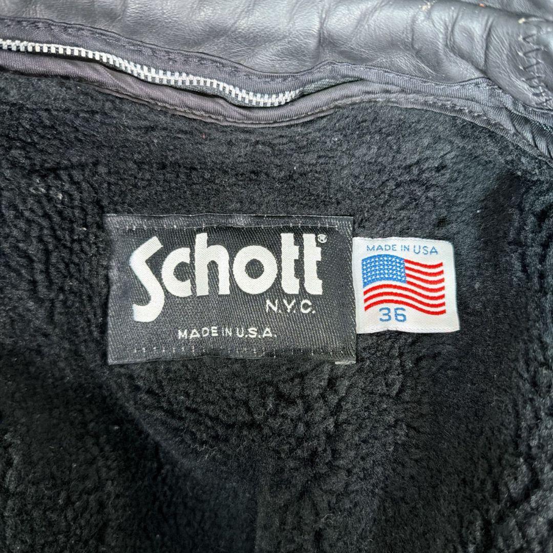 Schott ショット シングルライダースジャケット ボアライナー付き36