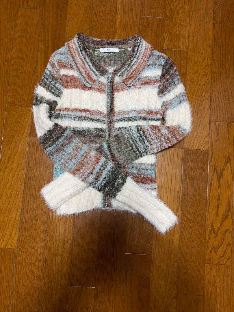 SLY スライ　SHAGGY MIX FRONT ZIP トップス　ニット