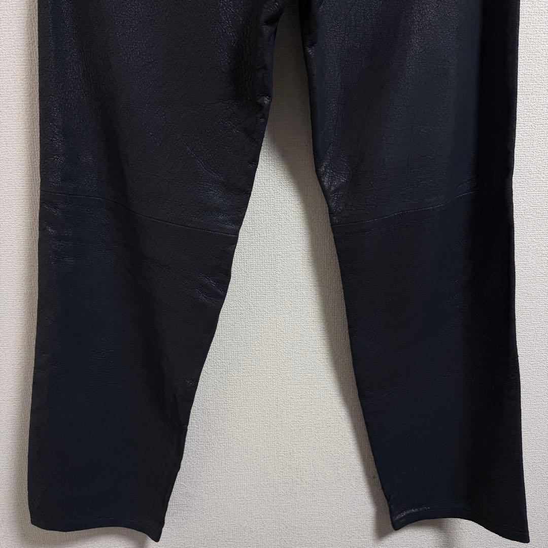 【定価11.5万円・W36】DIESEL メンズ レザーパンツ 羊革 クラック