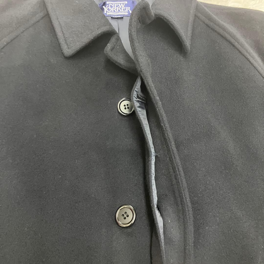 ニューヨーカー カシミヤ ウール ステンカラー バルマカーン コート ネイビー