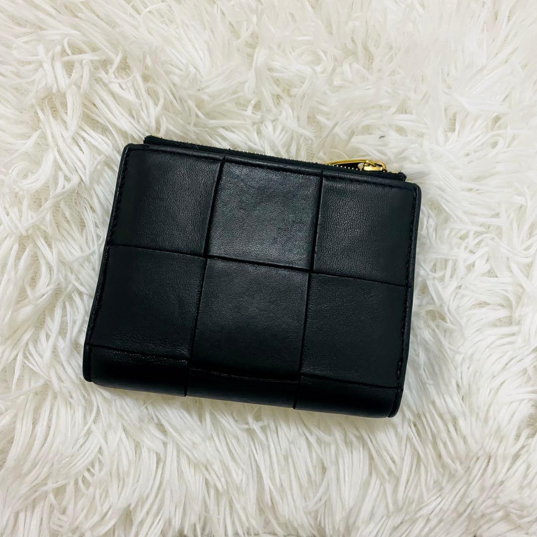極美✨ボッテガヴェネタ 二つ折り財布 カセット レザー 黒