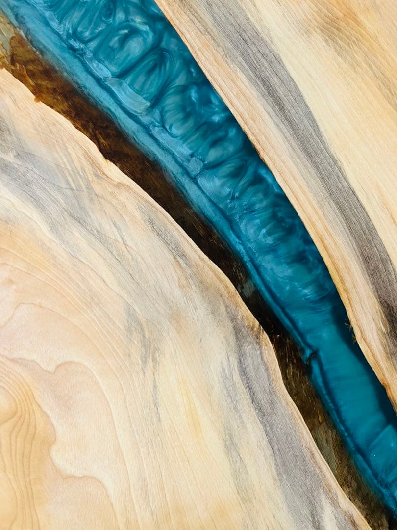 レジンテーブル　ローテーブル 栃　リバーテーブル　アイアン