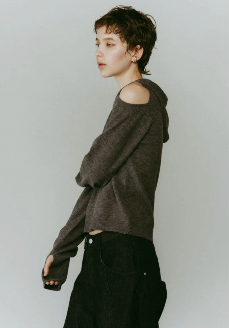 トップス Knuth marf slim hooded knit/gray