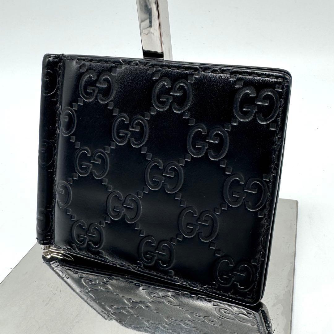 【なおき✨】グッチ マネークリップ シマレザー GG 二つ折り財布