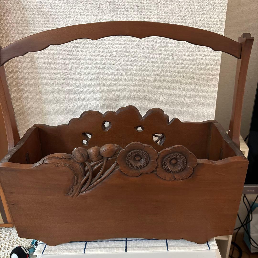 鎌倉彫マガジンラック　手作り作品　渡辺一生