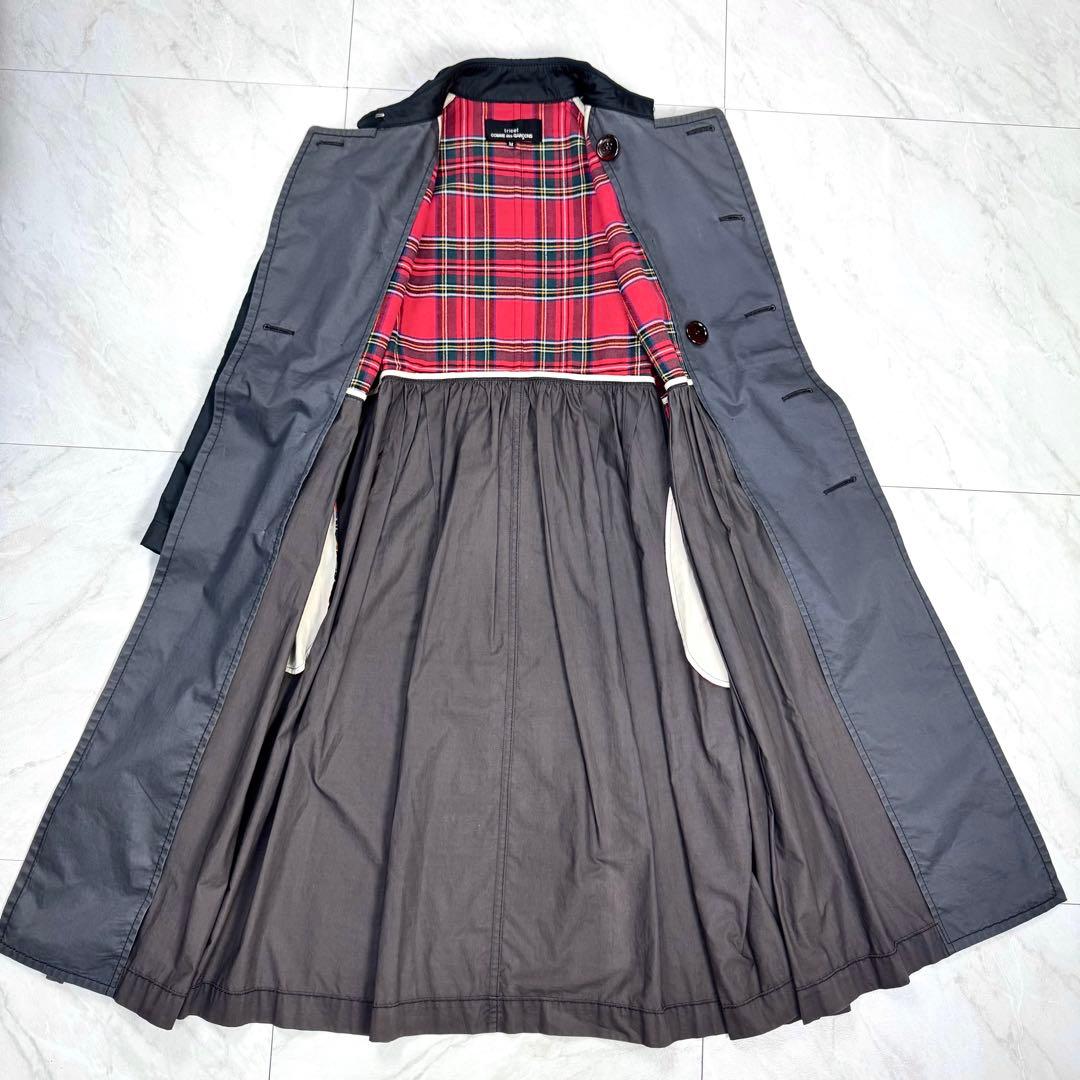 AD2017 トリコ コムデギャルソン トレンチコート バイカラー チェック M