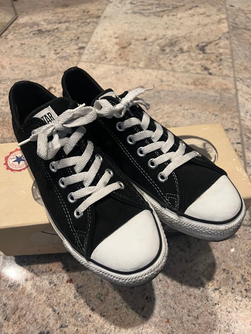 希少93年 CONVERSE スウェード ブラックUSA製 藤原ヒロシ US8