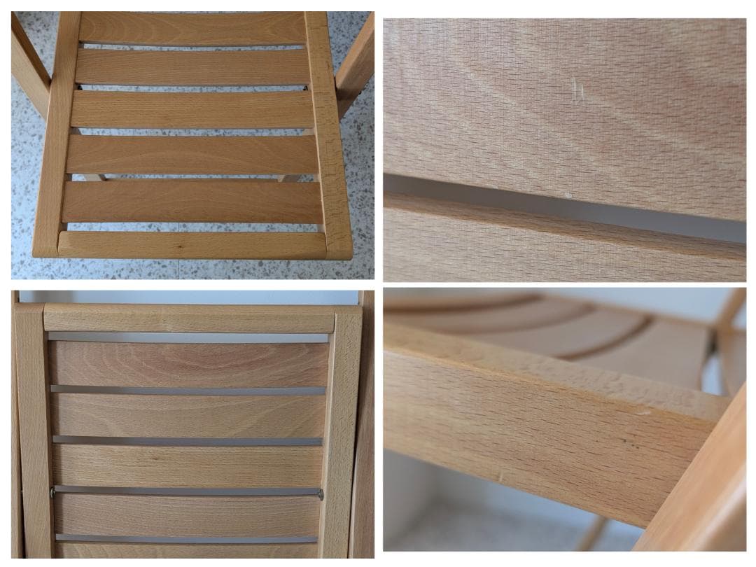 90s ビンテージ 無印 イタリア製 ブナ材 折りたたみチェア 2脚セット 美品