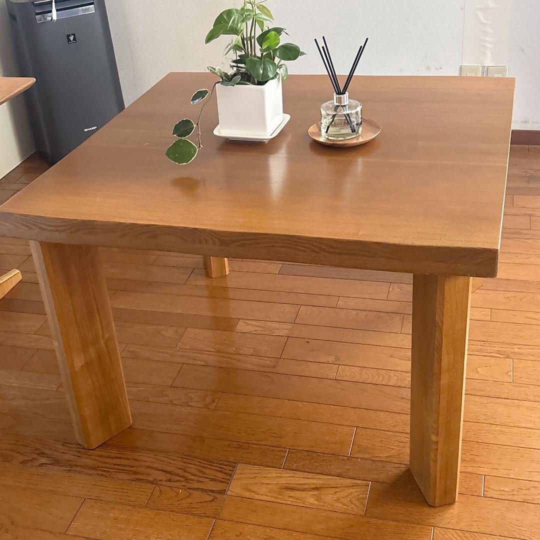 耳付き 90cm角】飛騨産業 キツツキマーク ダイニングテーブル 高さ低め