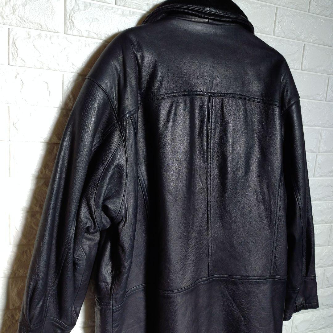 ムッシュパリ ラム レザー 羊革 キルティング ムートン コート ブラック XL