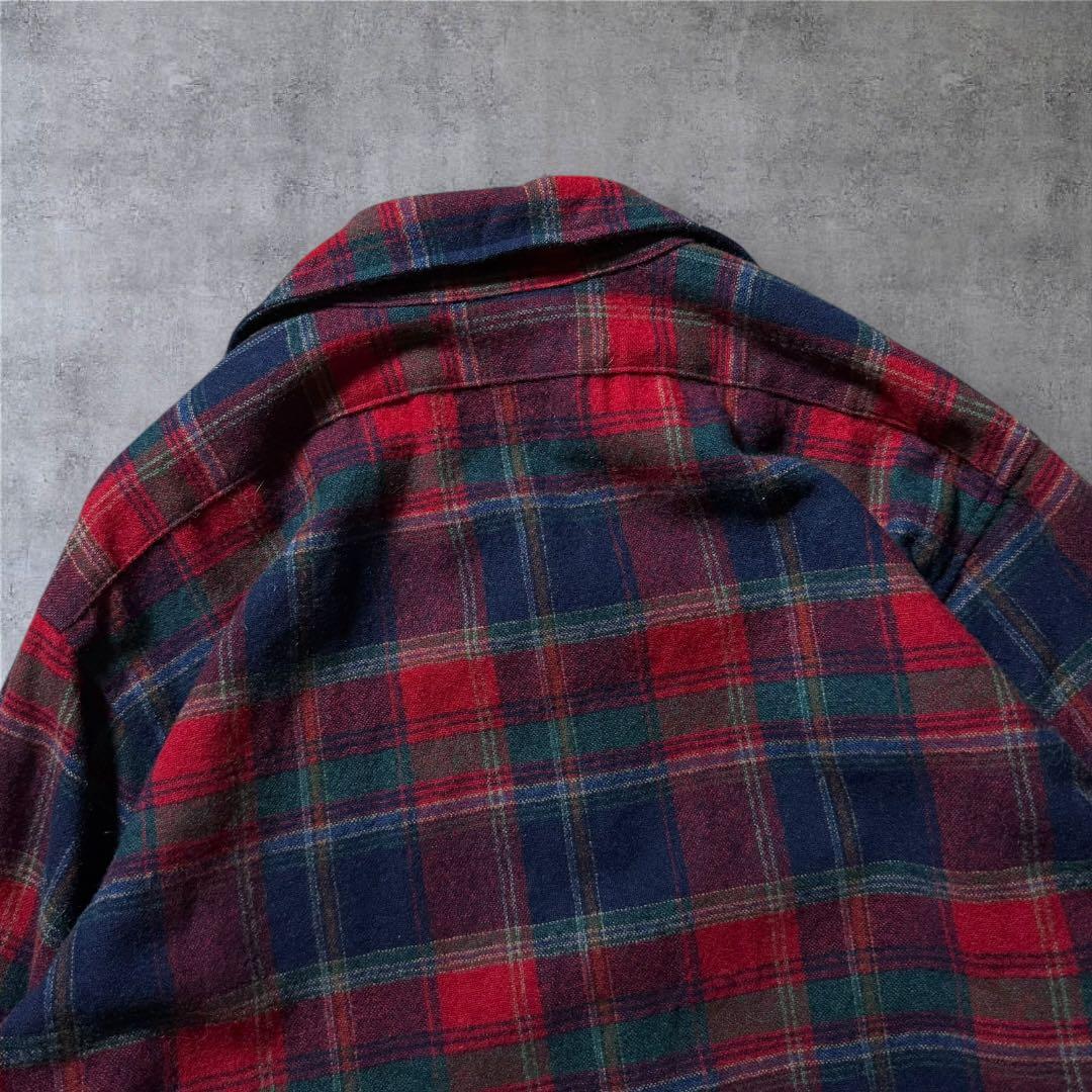 1828古着90年代USA製PENDLETONウールシャツ雰囲気系チェック好配色