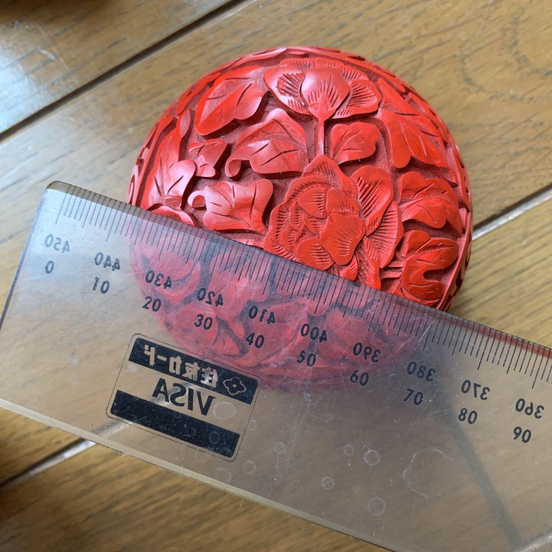 48 堆朱壺　花瓶　朱色　中国