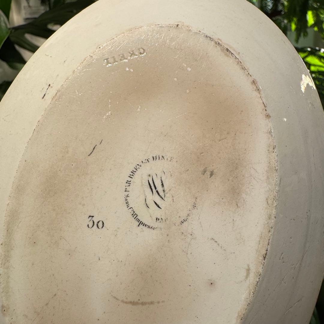 激レア！フランスアンティーク　バターケース　クレイユ窯　Terre de fer