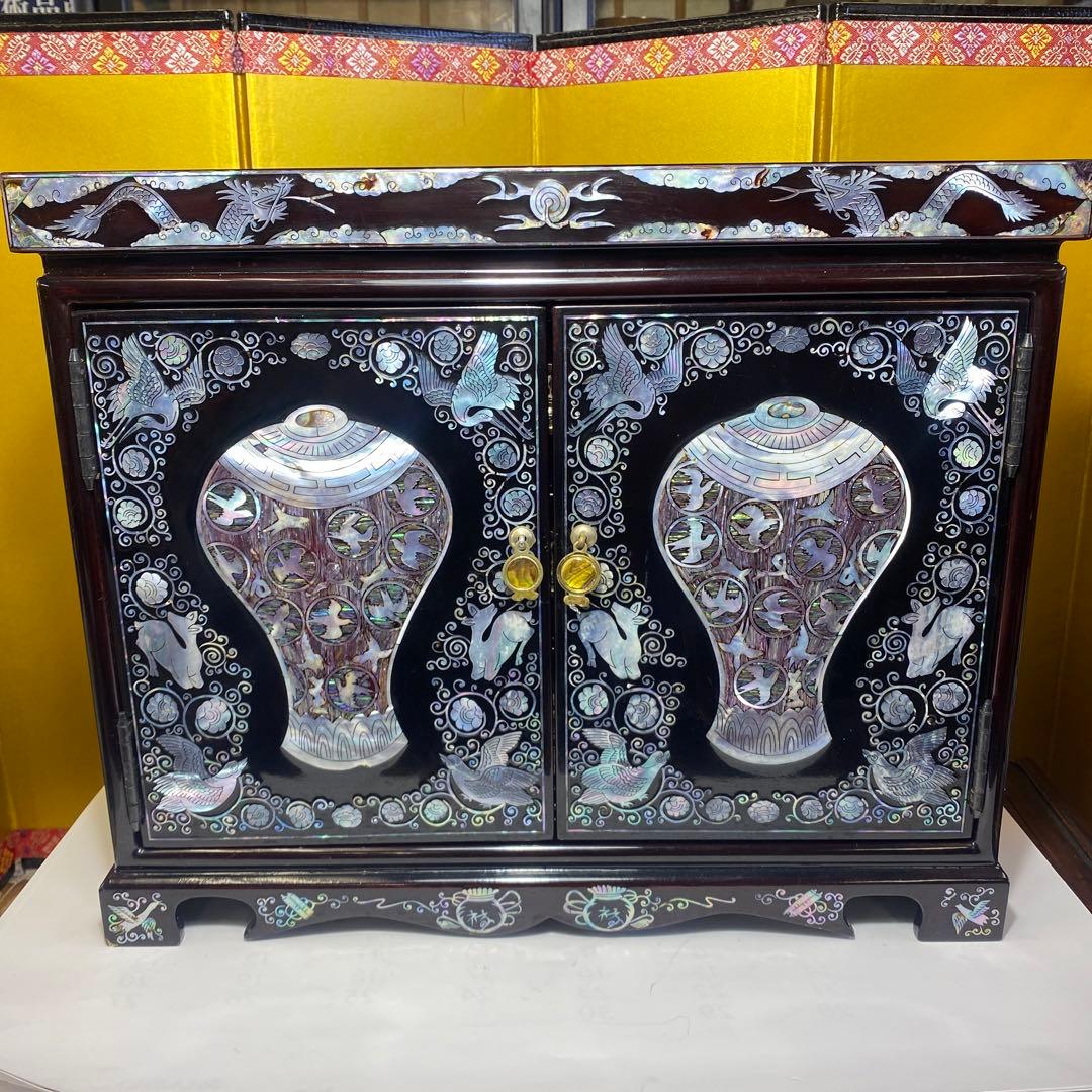 螺鈿，貝殻細工，宝石入り，小物入り，化粧箱、アクセサリーケース