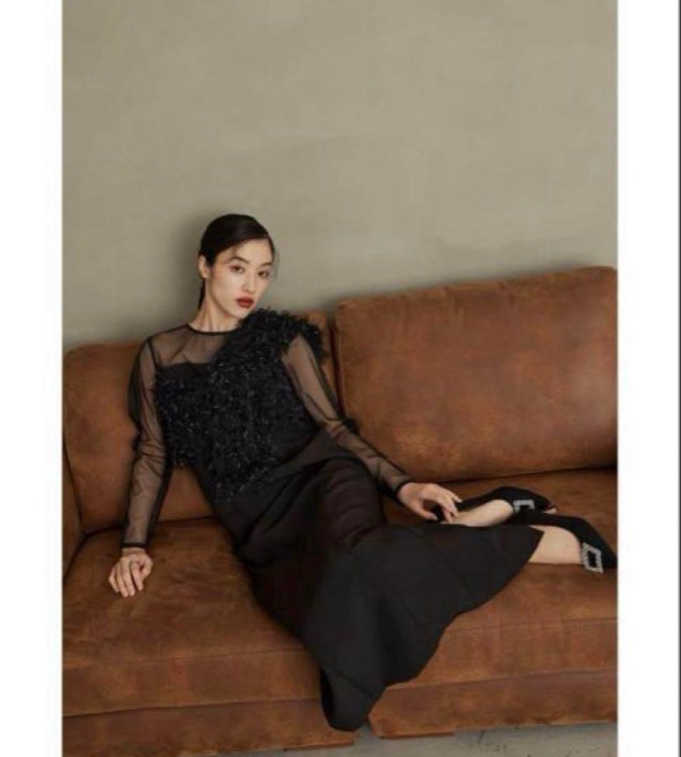 【美品】ANDRESD fringe glitter knot dress