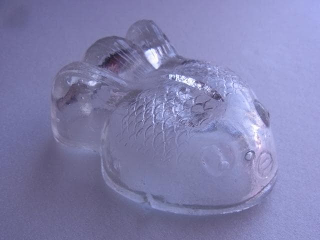 戦前　金魚型　ガラス　ぺろぺろ　とろとろ　古い菓子型　昭和初期　大正　型吹き