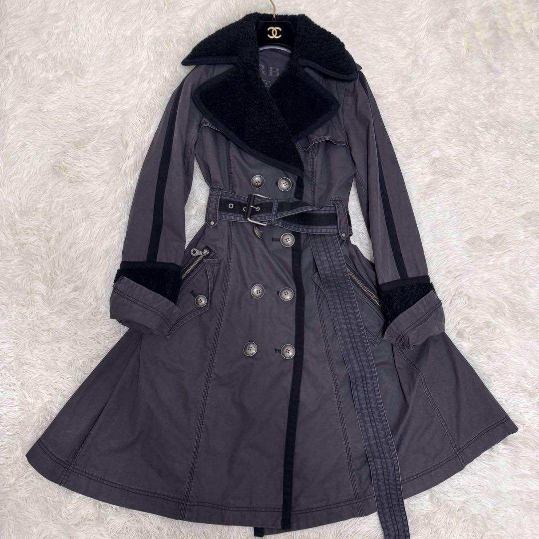 【極美品✴︎】バーバリーブルーレーベル ナポレオンコート ボア グレー Mサイズ