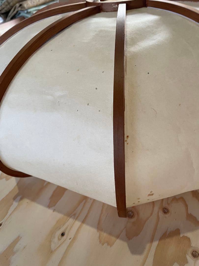 ①送料込み　無垢材　木製照明器具　和紙　LED 直径60㎝　高さ22〜27㎝