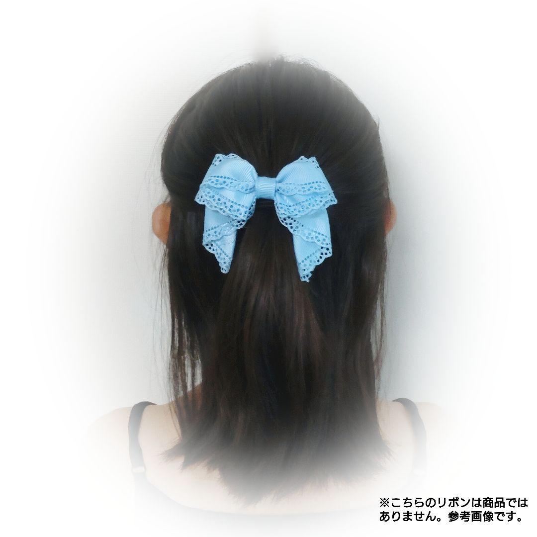 確認　ヘアリボン ヘアゴム　華やかドレープリボン　1174　レース　ピンク