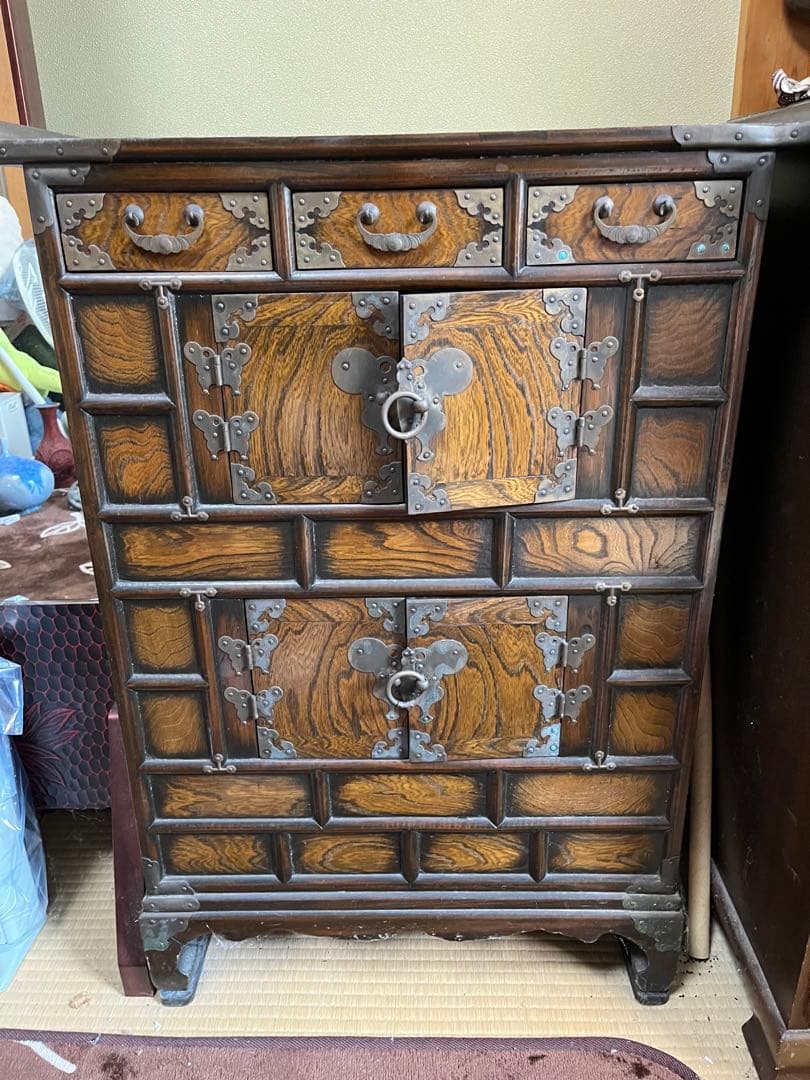 李朝家具　韓国 李朝家具 書庫 箪笥 真鍮金具