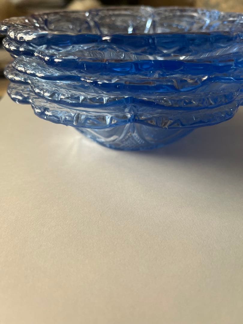 超可愛いヴィンテージガラス　小鉢5枚　ブルーのガラス　和ガラス