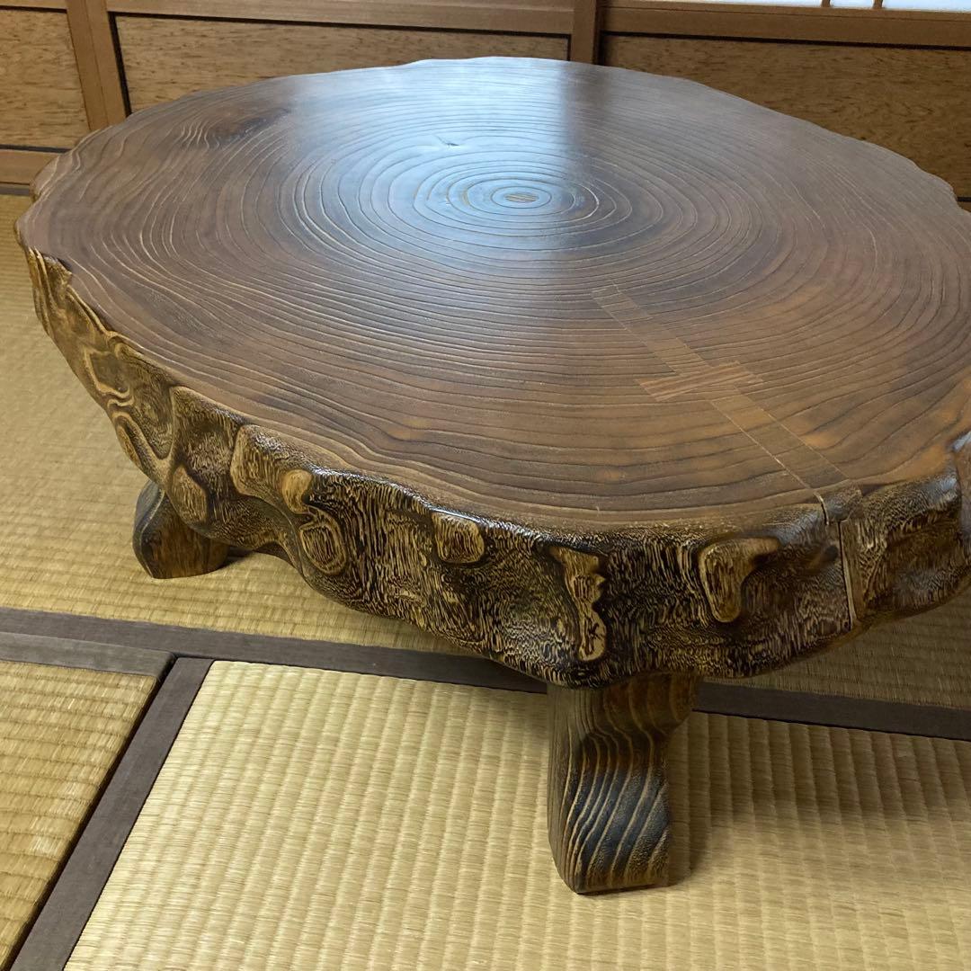 座卓 机 ローテーブル ちゃぶ台 年輪 木目 木製 和風 和室 家具 レトロ