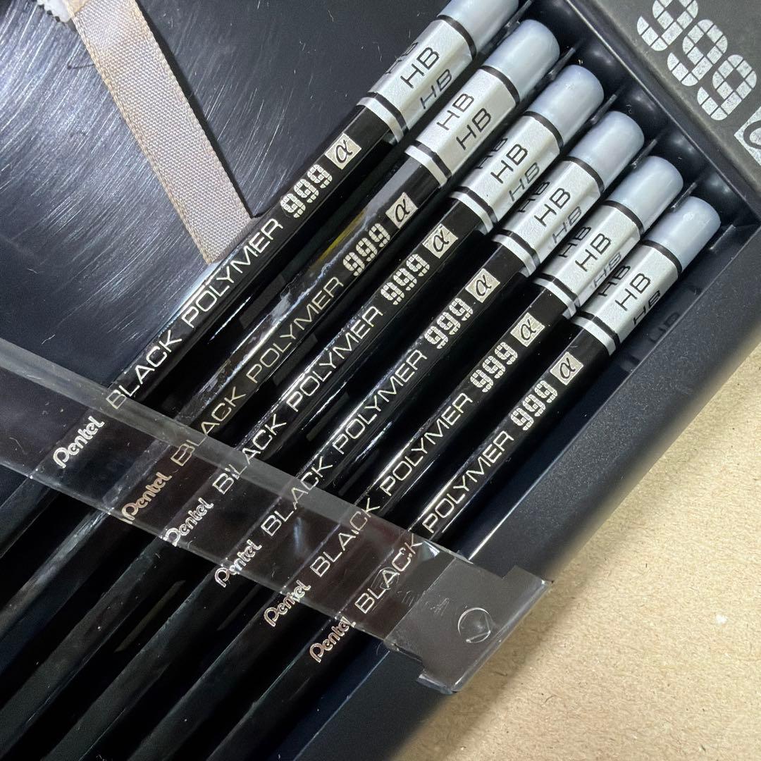 新品 廃盤 Pentel ぺんてる 鉛筆 ブラックポリマー 999α HB 6本