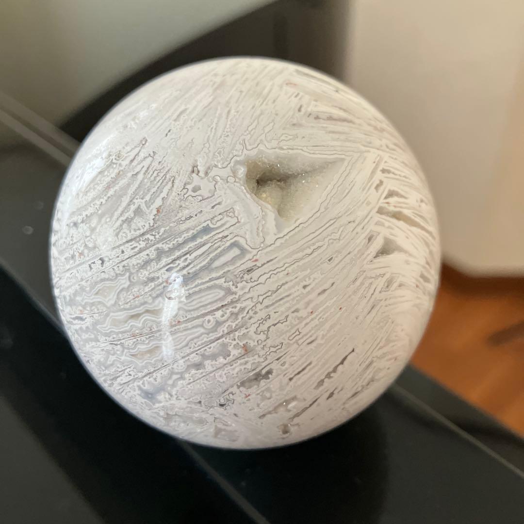 のらさま専用メキシカンホワイトアゲート　スフィア　天然石置物　C20