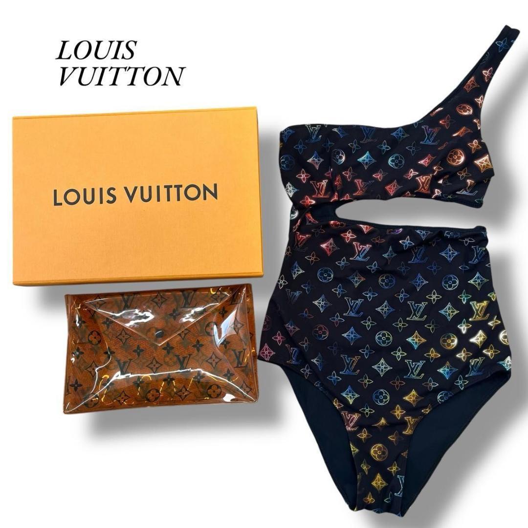 美品 ルイヴィトン 水着 モノグラム 黒 ネオンマヒナモノグラム ワンピース