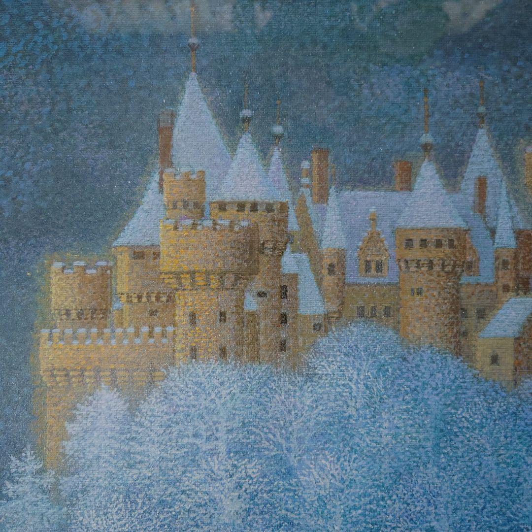 真作保証 肉筆 福田 實 シャベネ点描風景画 油彩F8絵画油絵油彩画