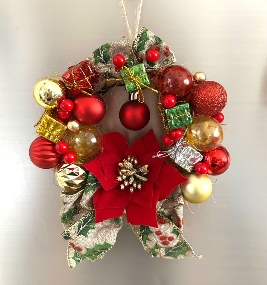 «827»◤完売◢クリスマスリース*カラフルボール喜びの舞
