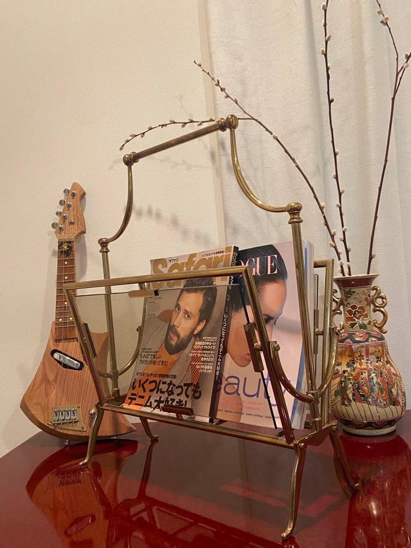 イタリヤ　ミッドセンチュリー　ガラス　マガジンラック