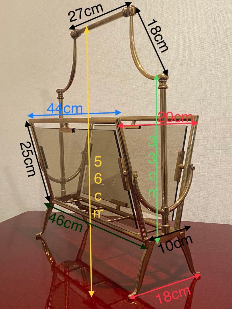 イタリヤ　ミッドセンチュリー　ガラス　マガジンラック