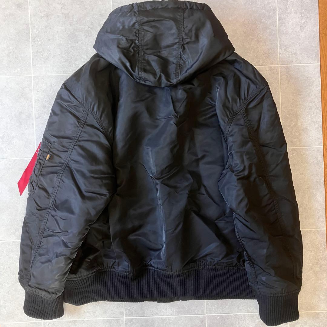 即完売サイズ ALPHA フード付フライトジャケット MA1 黒 3L
