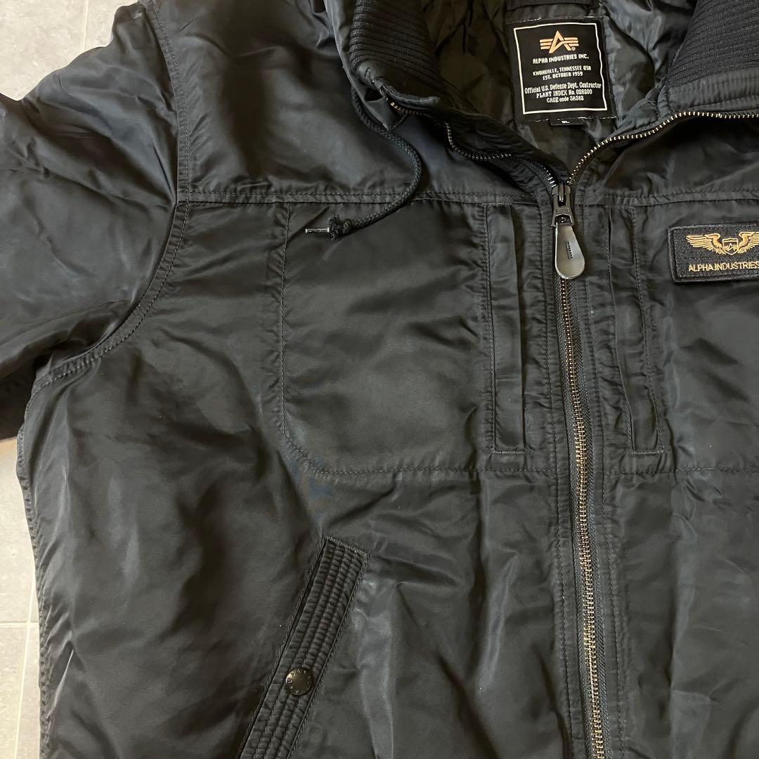 即完売サイズ ALPHA フード付フライトジャケット MA1 黒 3L