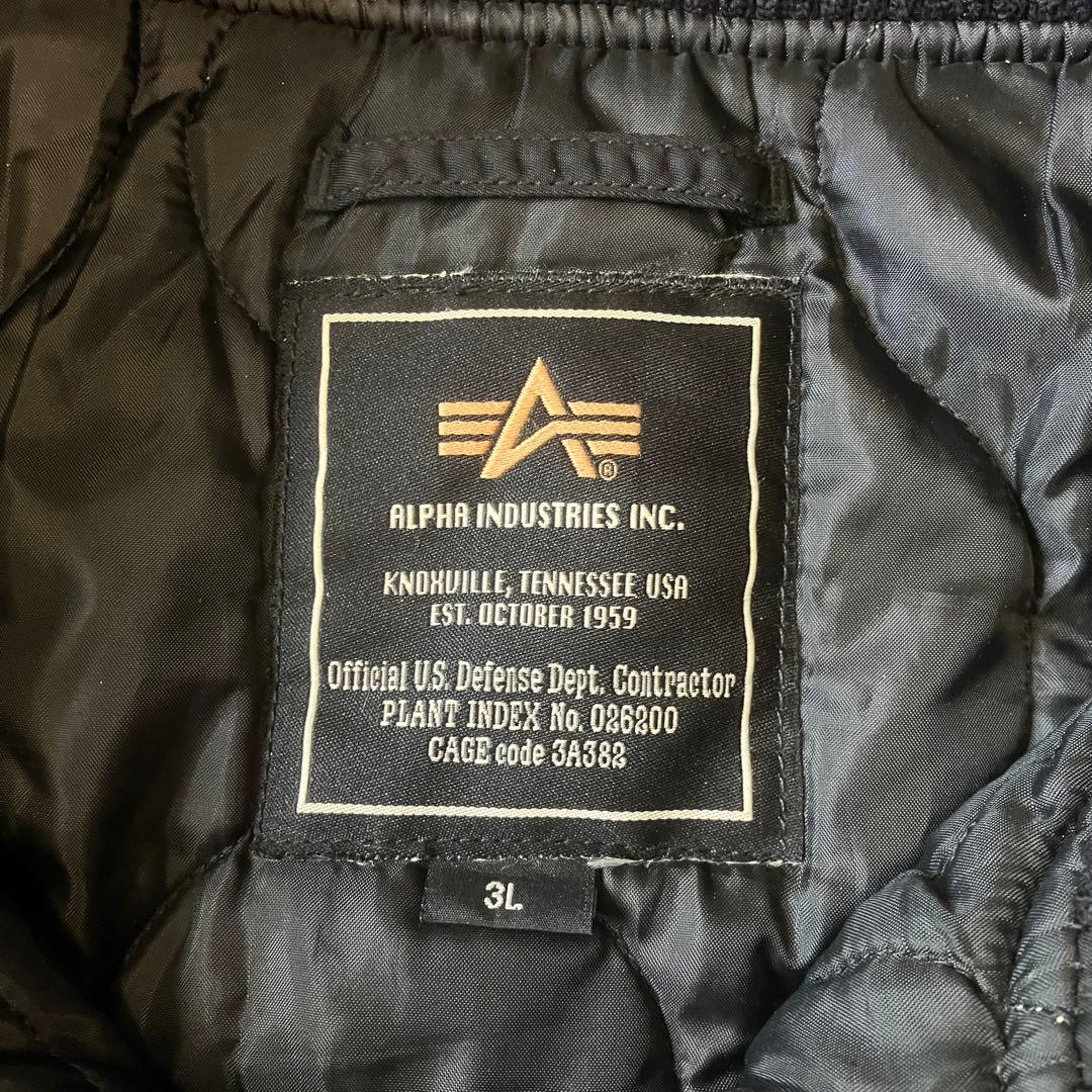 即完売サイズ ALPHA フード付フライトジャケット MA1 黒 3L