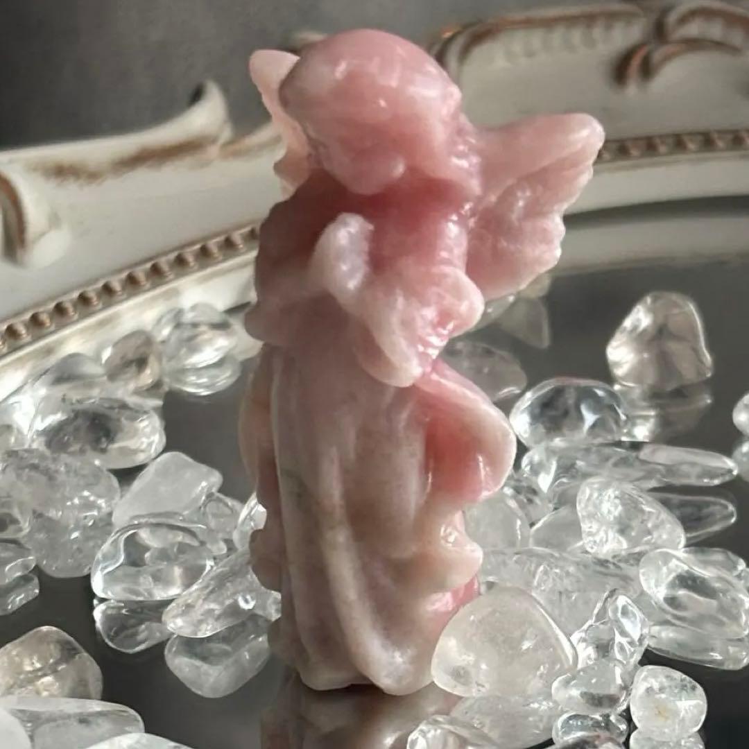 商談中♡♡ピンクオパール カービング天使の置物