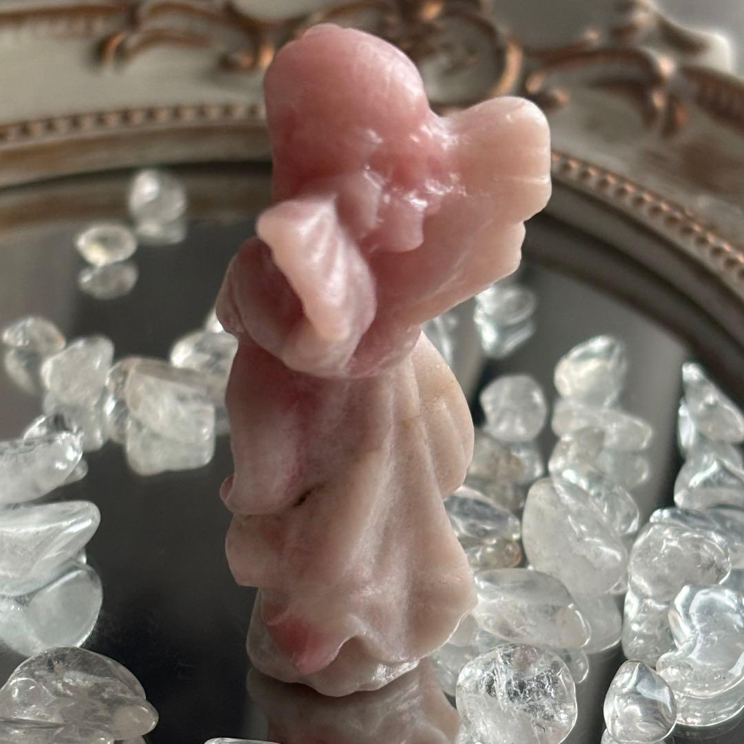 商談中♡♡ピンクオパール カービング天使の置物