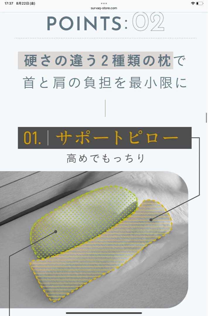 新品未使用】首と肩がホッとする枕PLUS CALQSカルクス