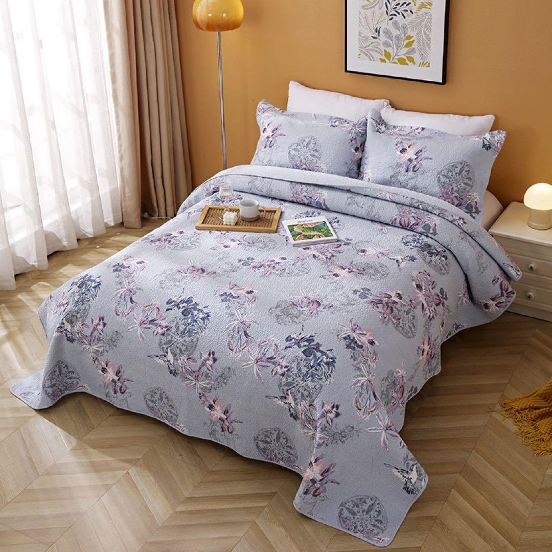 キルトベッドカバー3点セット綿マルチカバー キルティング 715