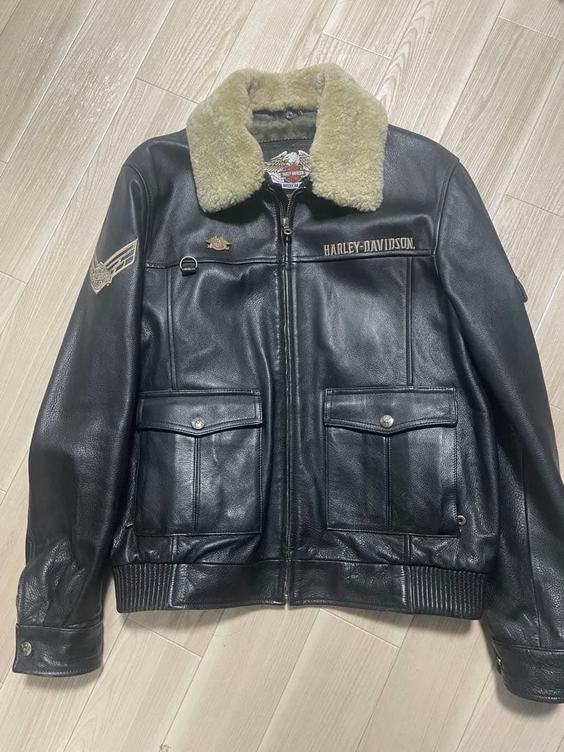 ハーレーダビットソンレザージャケット　ボア