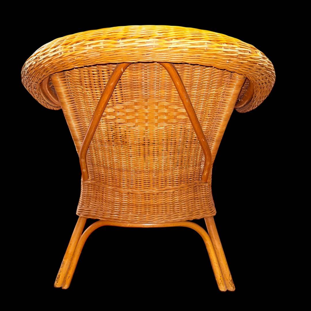 【レア】1人掛けラタンチェア ソファ ナチュラル ヴィンテージ 天然素材 籐