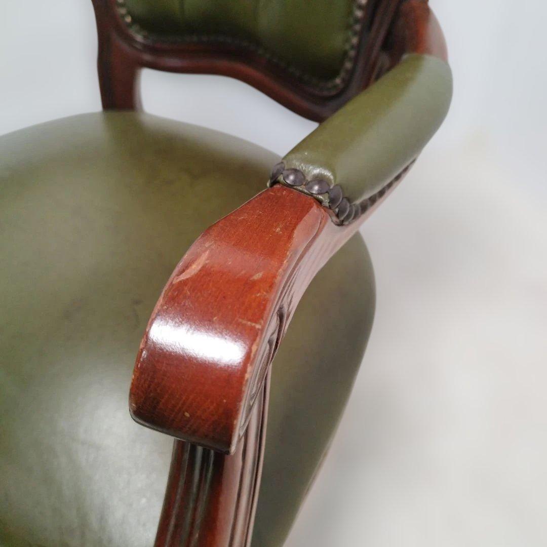 【引取り歓迎】アームチェア ヨーロピアン 肘付きチェア 革張り 猫脚 椅子