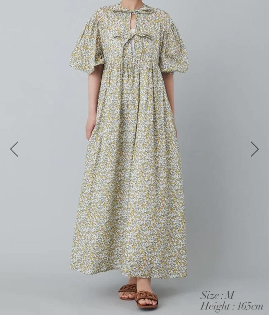 セブンテン　フィオリーナプリントワンピース　イエロー　XSサイズ