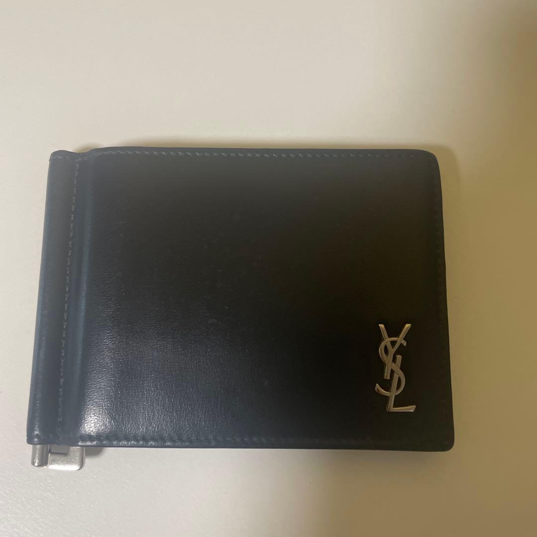 SAINT LAURENT ブラックレザー マネークリップ