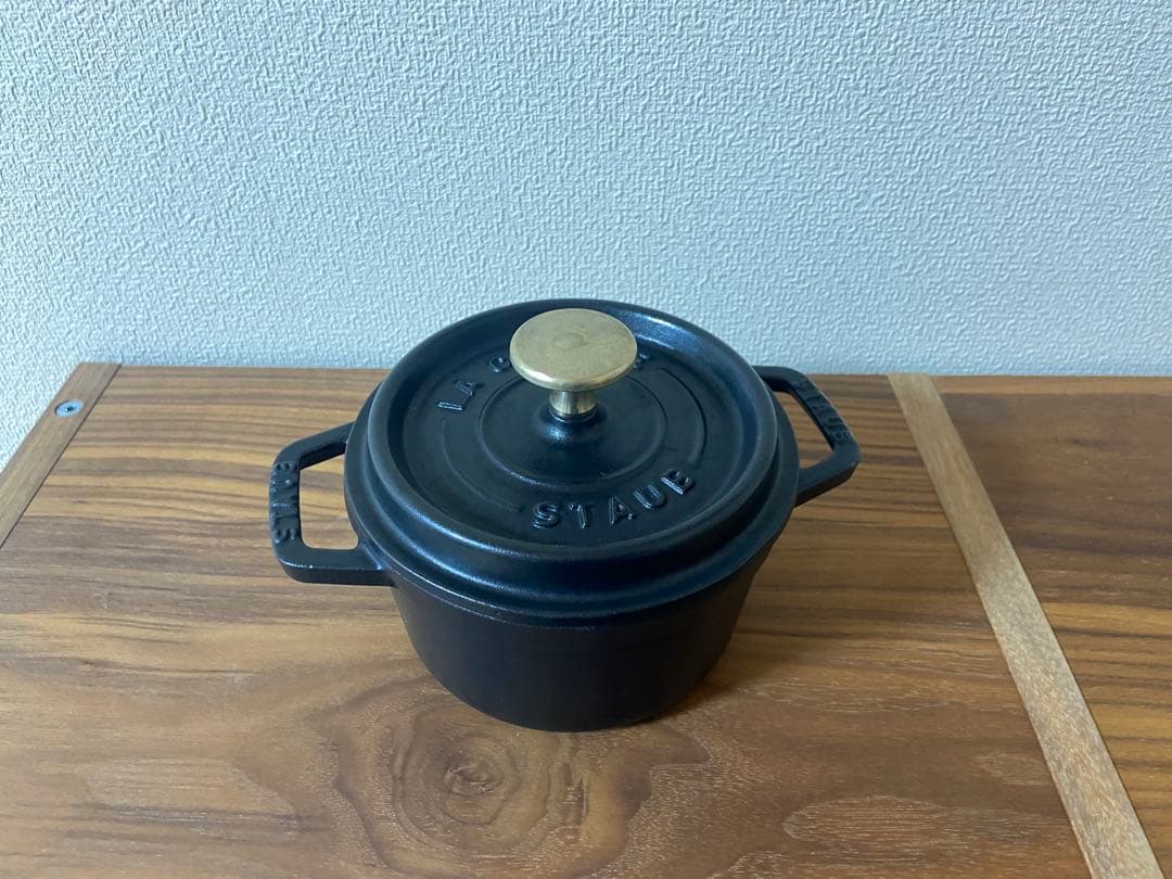 STAUB ホーロー鍋 14cm ココット 黒 ブラック