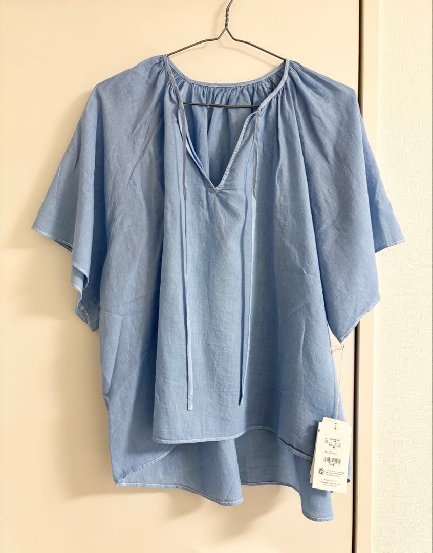 プリスティン（PRISTINE）カルゼブラウス 草木染め（サックス）