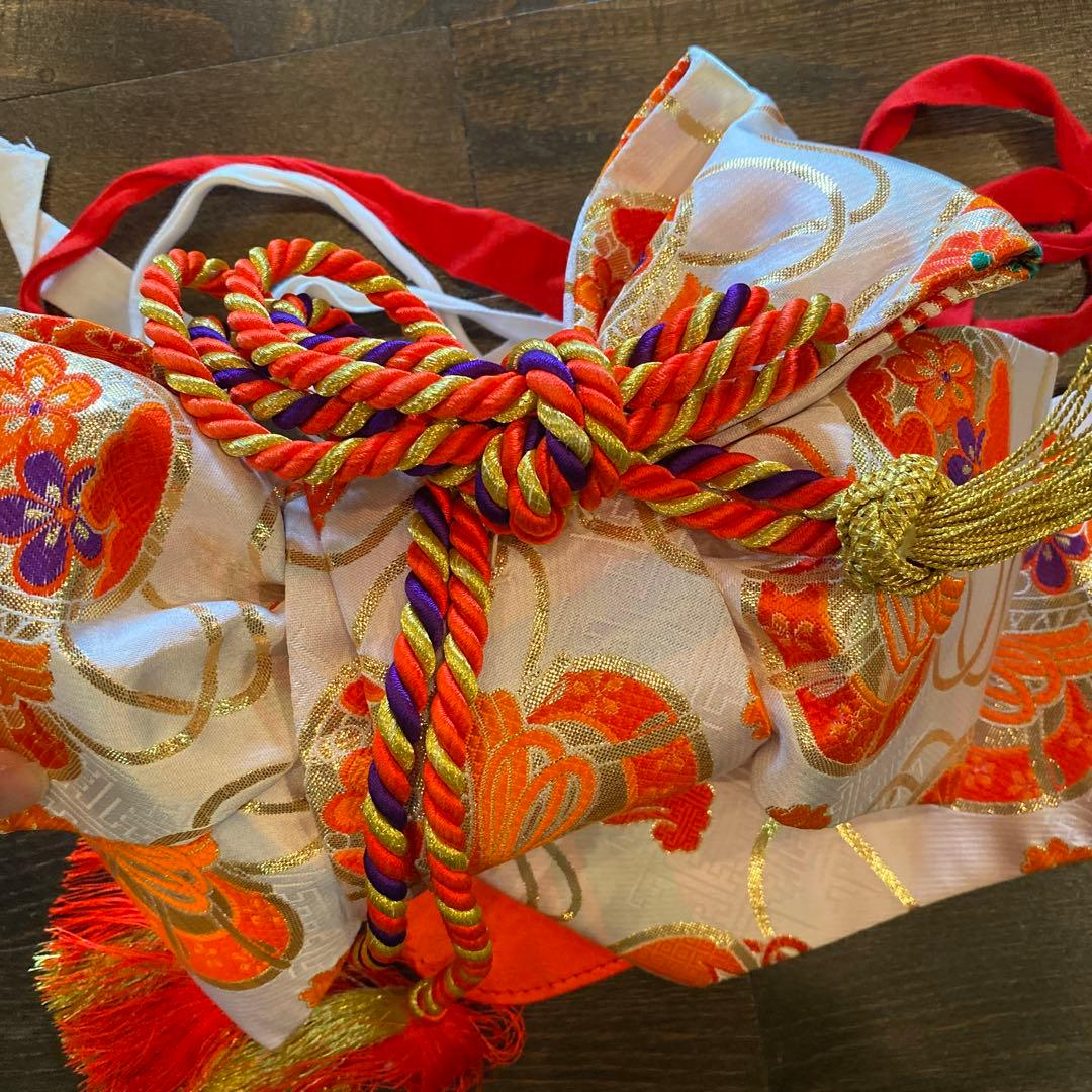 アンティーク 七五三 一つ身 三歳 着物 作り帯 他 フルセット 正絹 牡丹 赤